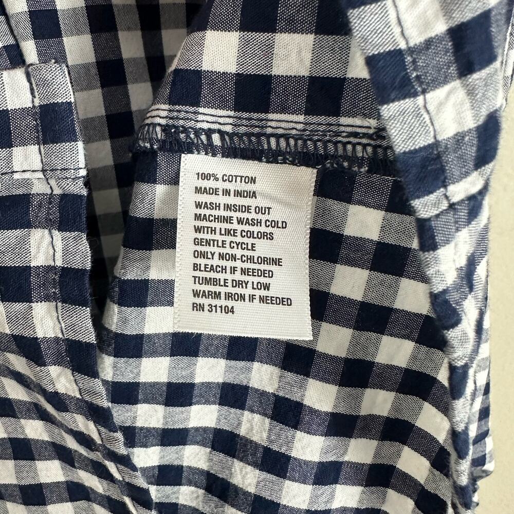 Crown & Ivy Navy Blue White Gingham Check Plaid Ruffle Shirt Shift Dress 8 M - Picture 8 of 9